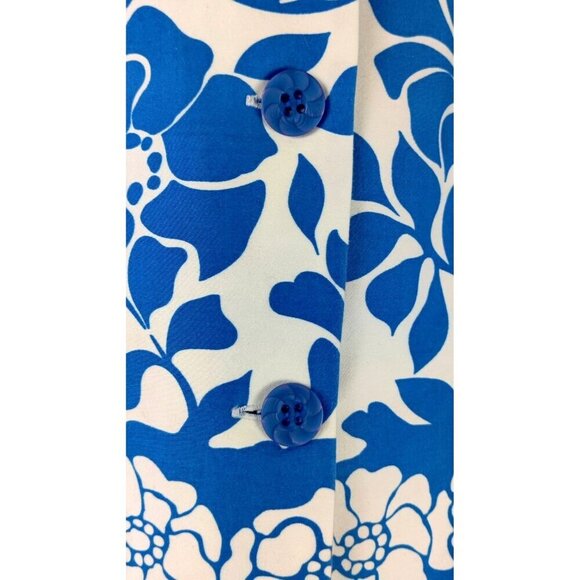 Summer Spring Blazer Jacket Blue White Floral 18 Sag Harbor 3/4 Sleeve Career - Picture 12 of 13